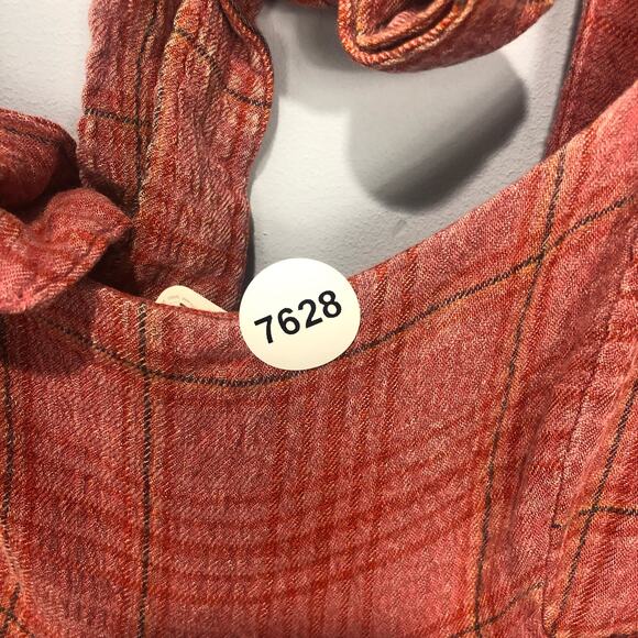 Free People Lily Anne Maxi Dress Plaid Ruffle Hem BackTie Rose Terracotta M - Picture 15 of 15